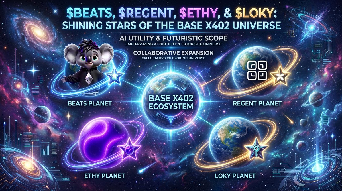 🔥 Another bullish day on Base x402! Check out these gainers making waves: $REGENT &amp; $ETHY. 🚀 Don't miss the buzz with $BEATS &amp; $LOKY! Join the revolution in AI-driven memecoins with #BeatsOnBase. 🌟💰 #CryptoTrends