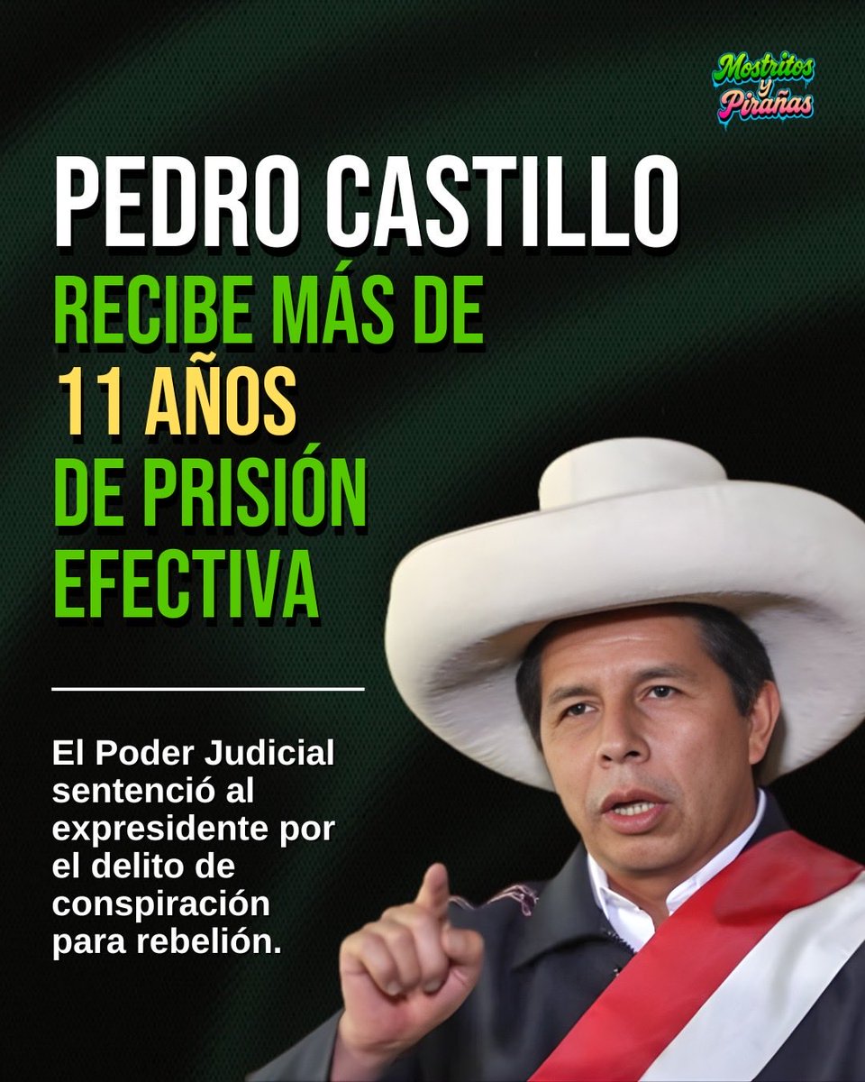 jmhidalgo's tweet image. 🚨🚨🚨 @PedroCastilloTe fue sentenciado a 11 años y 5 meses de prisión efectiva. También reciben la misma pena Betsy Chávez y Willy Huerta, aunque en el caso de Huerta es suspendida. Aníbal Torres recibe 6 años pero también suspendida. @mlacorvalan @roropizzino