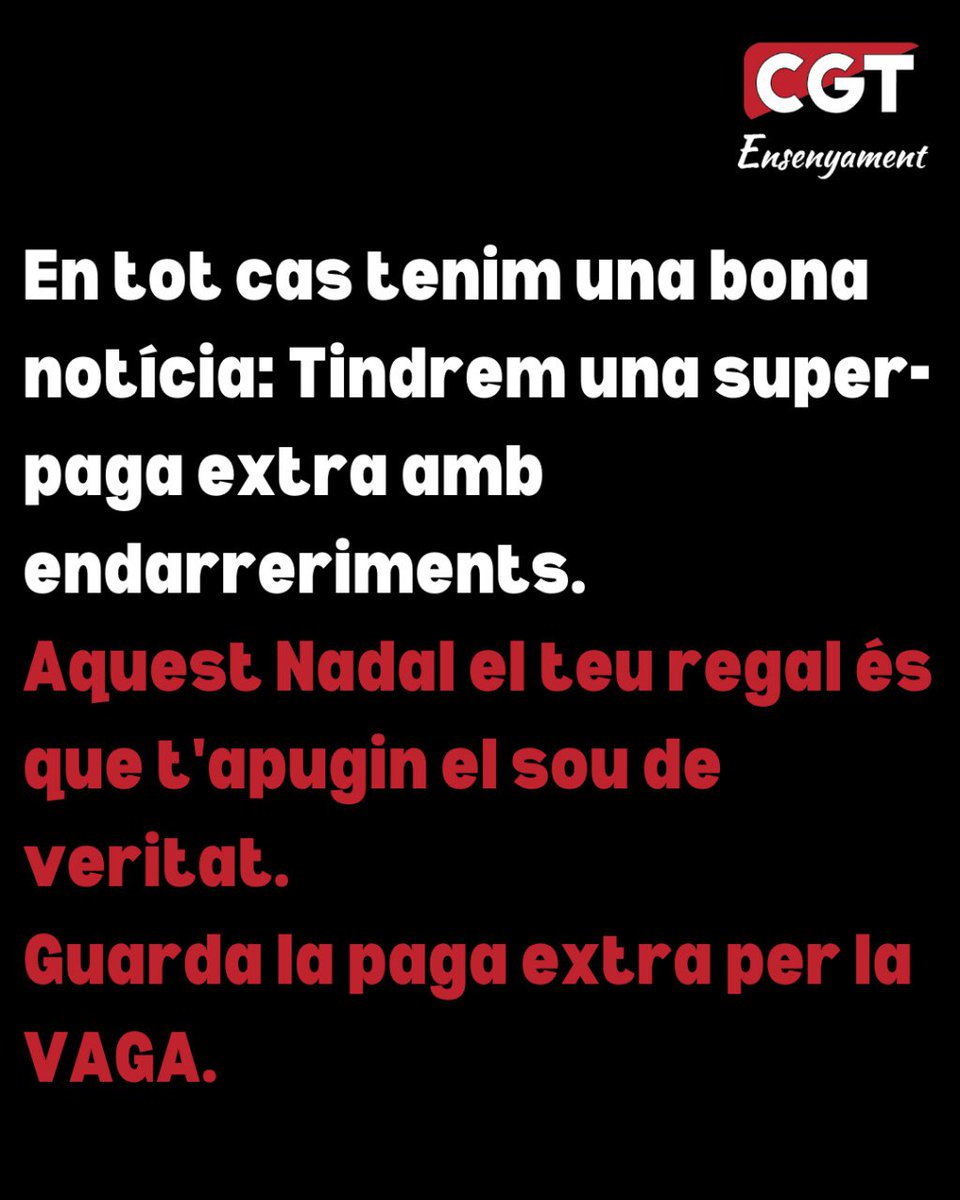 🔴⚫️La pujada de sou anunciada pel PSOE ens manté com els docents pitjor pagats de l'estat i manté la pèrdua de poder adquisitiu

🎁Aquest any regalat una pujada de sou de veritat 😜Guarda la paga extra per preparar-nos per la VAGA
🔥🔥🔥