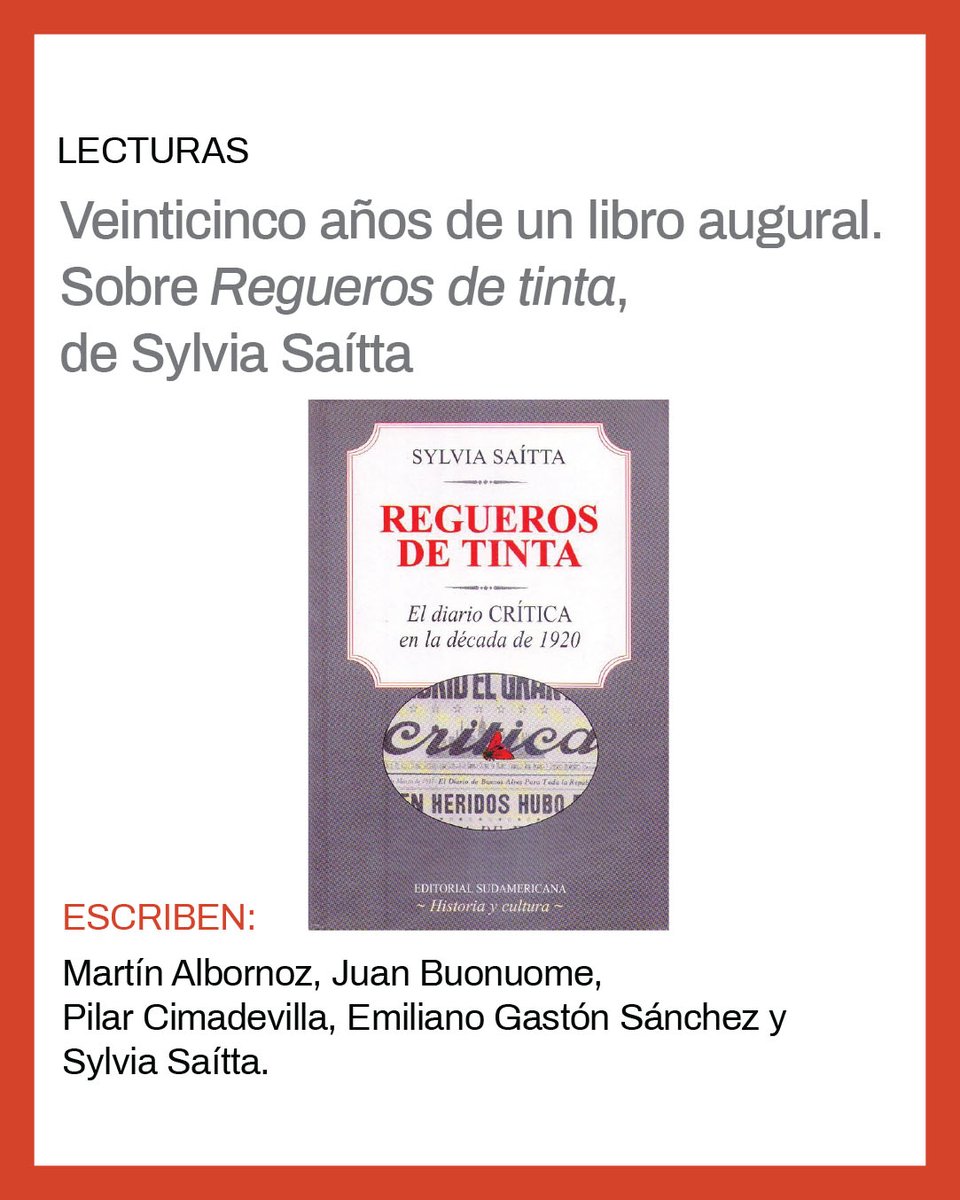 CHI_UNQ's tweet photo. La última Prismas incluye en su sección Lecturas: “Veinticinco años de un libro augural. Sobre Regueros de tinta, de Sylvia Saítta”.
@saittasylvia @egsanchez81 @goodmanbejohn
Se puede leer aquí:
https://t.co/dZenk5zV6O https://t.co/uQeGyLylsf