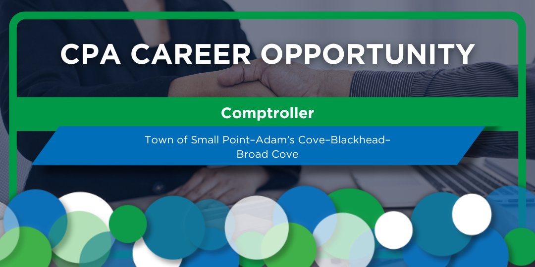 Career Opportunity: Comptroller - Town of Small Point–Adam’s Cove–Blackhead–Broad Cove.

Visit our Career Opportunities page to see this role and more: cpanl.ca/CPANL/Opportun…