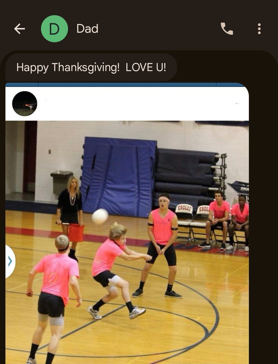 MrInvigorator's tweet image. Pops absolutely COOKING me on Thanksgiving with photo of me attempting to play volleyball like 13 years ago. Unnecessary Roughness 15 yard penalty