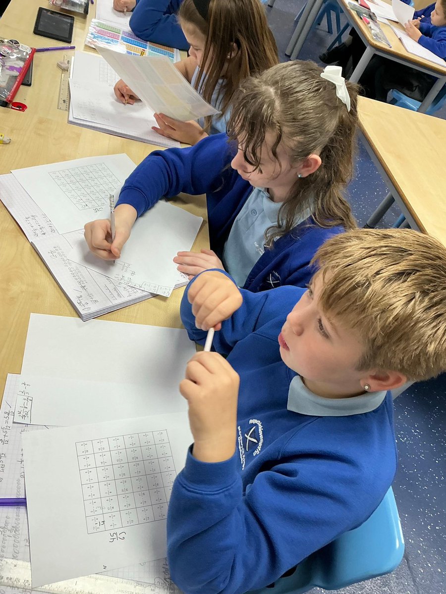 standrewscep's tweet image. In Class 5’s Maths lesson this morning we have been playing four in a row by converting fractions. 🌟