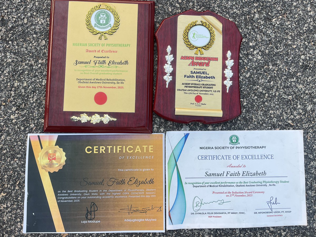 Faithh_Samuel's tweet image. ✅Overall BEST GRADUATING STUDENT in the Department of Medical Rehabilitation, OAU, with a DISTINCTION.
✅ First Female BGS with a Distinction in the department
A Superstarrr fr✨✨✨
God did this!

RE-INTRODUCING PT Samuel Faith Elizabeth (BMR. PT. (Hons) ife, rMRTBN)🎉