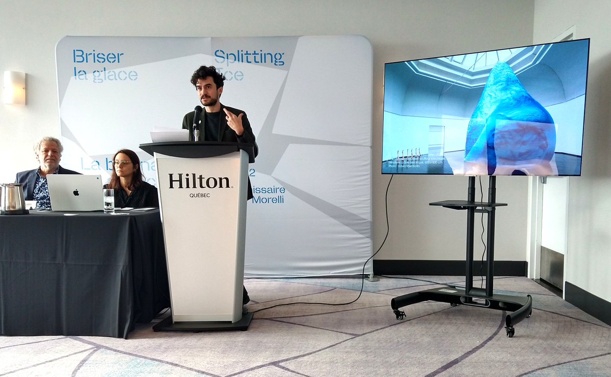 DLVisionMode's tweet image. Dévoilement ce matin au @HiltonHotels de la 12e de la @manifdart placée sous le thème de Briser la Glace, et ce, en présence du commissaire Didier Morelli. Biennale de Québec qui se déroulera du 28 février au 19 avril 2026 @commjulie #ManifdArt #Glace   
manifdart.org/biennale-quebe…
