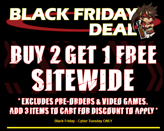 The Official ARC Shop is running a HUGE Black Friday Promotion! ✨

Act now and take advantage of their Buy 2 Get 1 FREE on all items (excluding pre-orders) Black Friday Deal! 💖

Get your items today!⬇️
arcshopus.pulse.ly/ladtcg38ul

#GGST #BlazBlue #UNI2