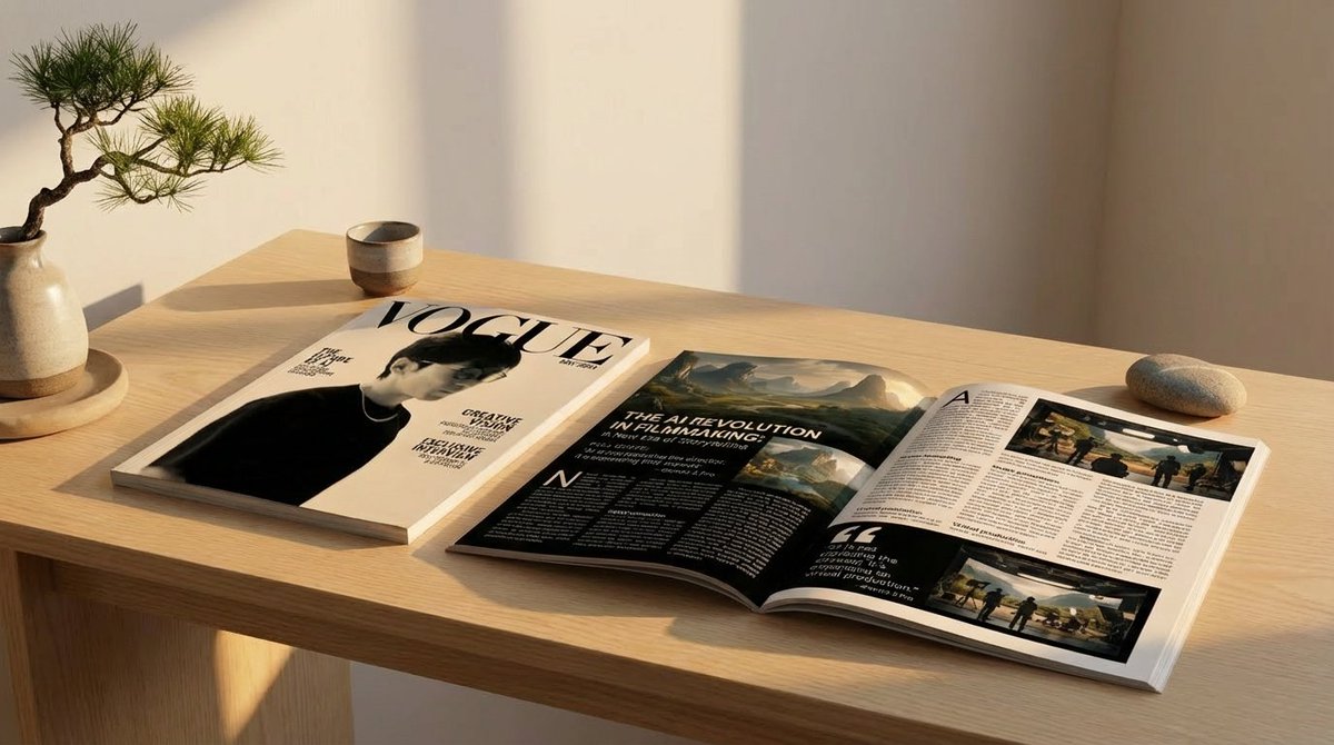 EHuanglu's tweet photo. 3. change camera angle

prompt:

change the camera angle, the magazine is on a japanese minimalism style desk, keep everything else the same, only change camera angle https://t.co/YhSmQu0SYH