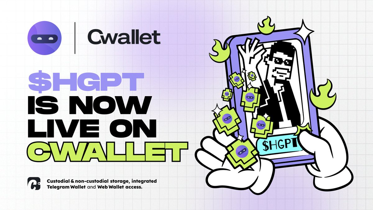 hypergpt's tweet image. 🔥 $HGPT is now LIVE on @CwalletOfficial! 

Swap it, store it, flex it — all inside one powerful multi-chain wallet. 

Custodial or non-custodial? Your choice. 
Telegram-native? Even better. 
Web wallet? Of course.

HyperGPT just unlocked a new home. 🔓🟣 

Dive in 👇…
