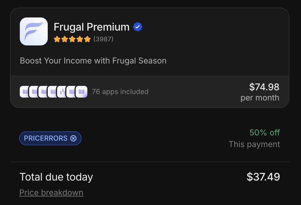 Pricerrors's tweet image. GET 50% OFF PRICERRORS PREMIUM COMMUNITY 

Come join us before Black Friday

Access: 
&amp;gt; Exclusive Price Errors / Glitches 
&amp;gt; Quicker Alerts 
&amp;gt; Hidden methods 
&amp;gt; Freebies / Coupons 

Code below will take 50% OFF your first month 
 
Use Code 👉 PRICERRORS

pricingerrors.com