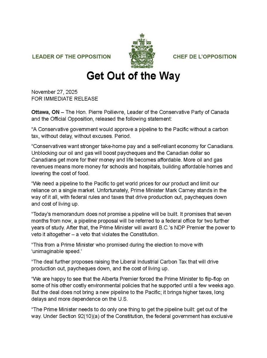 PierrePoilievre's tweet image. We need a pipeline.

Carney delivered another pipe dream.