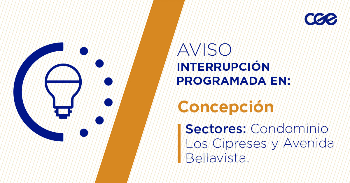 CGE_Clientes's tweet image. Para mejorar la calidad del suministro de nuestros clientes de #Concepción, este viernes, entre 10:00 y 13:00 horas, se realizará una #InterrupciónProgramada (sectores en la imagen 👇) debido a trabajos de mejoras. Esto afectará a cuatro clientes. Recuerda desconectar tus…