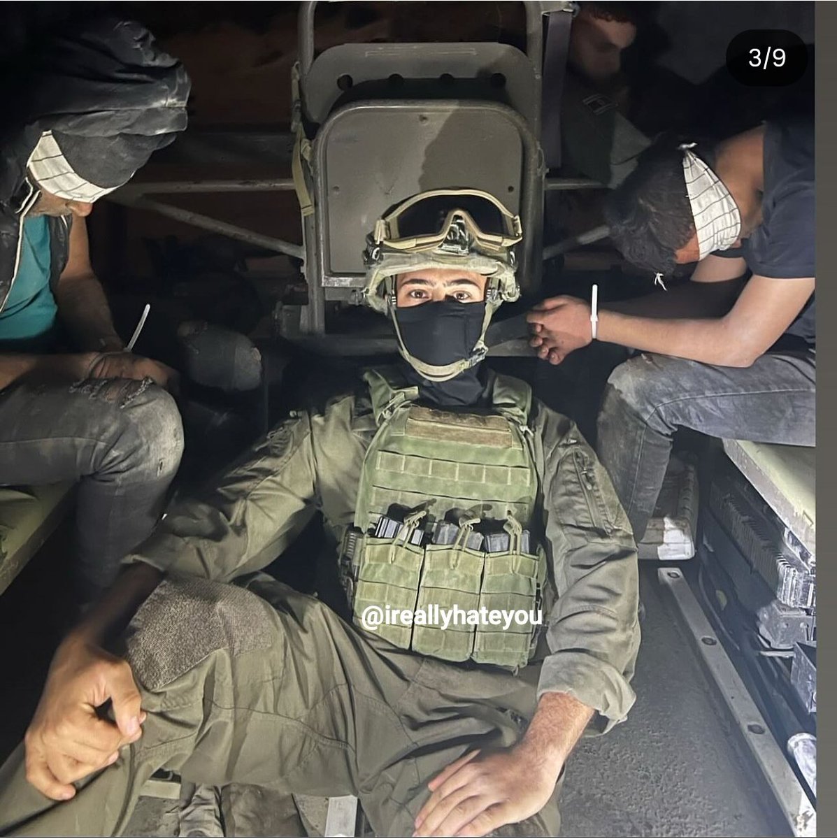 ireallyhateyou's tweet image. An Israeli soldier made an Instagram post concluding his service. Here are three of the photos he chose to include, depicting Palestinian abductees.