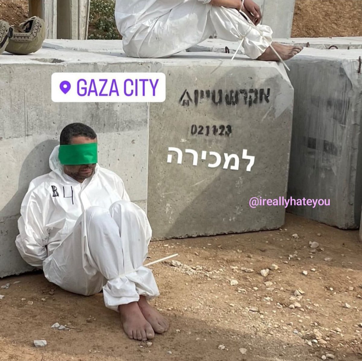 ireallyhateyou's tweet image. An Israeli soldier made an Instagram post concluding his service. Here are three of the photos he chose to include, depicting Palestinian abductees.