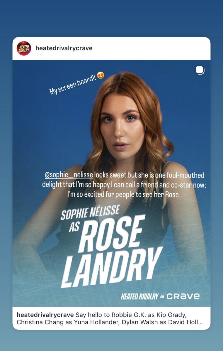 hudsonwupdates's tweet image. Hudson Williams via Instagram. 

“My screen beard!!! 😍 sophie_ nelisse looks sweet but she is one foul-mouthed delight that I&apos;m so happy I can call a friend and co-star now;
I&apos;m so excited for people to see her Rose.”