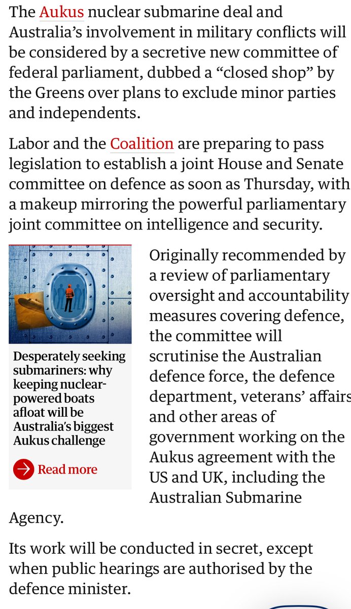 A secretive joint committee modelled on the PJCIS ( by far weakest of its type in comparative nations) will not deliver the scrutiny and accountability desperately needed on AUKUS.
This committee won’t address militarism, loss of sovereignty, and a potential war with China.