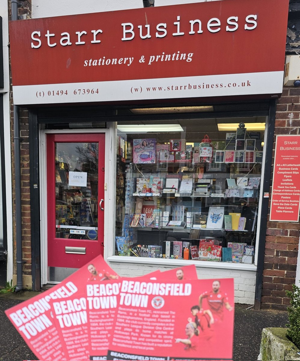 🖨  A big thank you to Starr Business Supplies who helped us put the finishing touches to our flyers this afternoon. 

Join us on the 6th and 7th of December as we raise awareness and accept Tins as entry. All food tins will be donated to <a href="/Onecan_trust/">OneCanTrust foodbank</a>. 

beaconsfieldtownfc.co.uk/news/beaconsfi…
