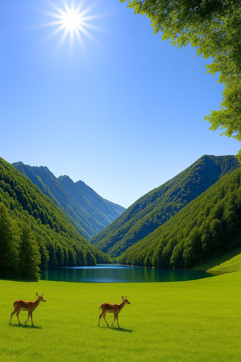 ShahRiazkh's tweet image. This image shows a stunning green #valley surrounded by tall, #tree-covered #mountains.