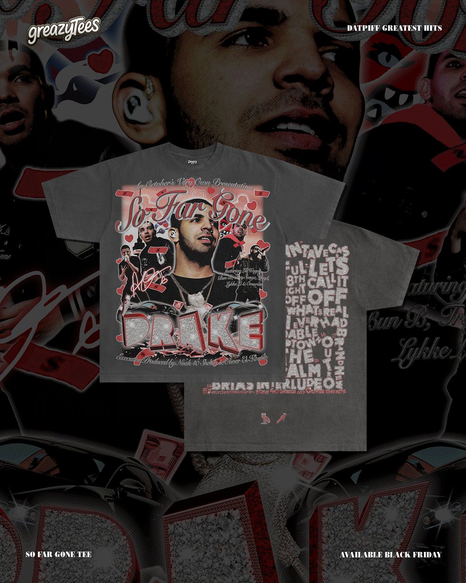 GreazyTees's tweet image. SO FAR GONE - DRIZZY ❤️

before it all, the tape that really propelled drake into stardom. nobody said it better than the boy himself:

“We make a mixtape with seventeen songs &amp;amp;
almost get a Grammy off of that thing
They love your son, man, that boy gone”

truly legendary shit.