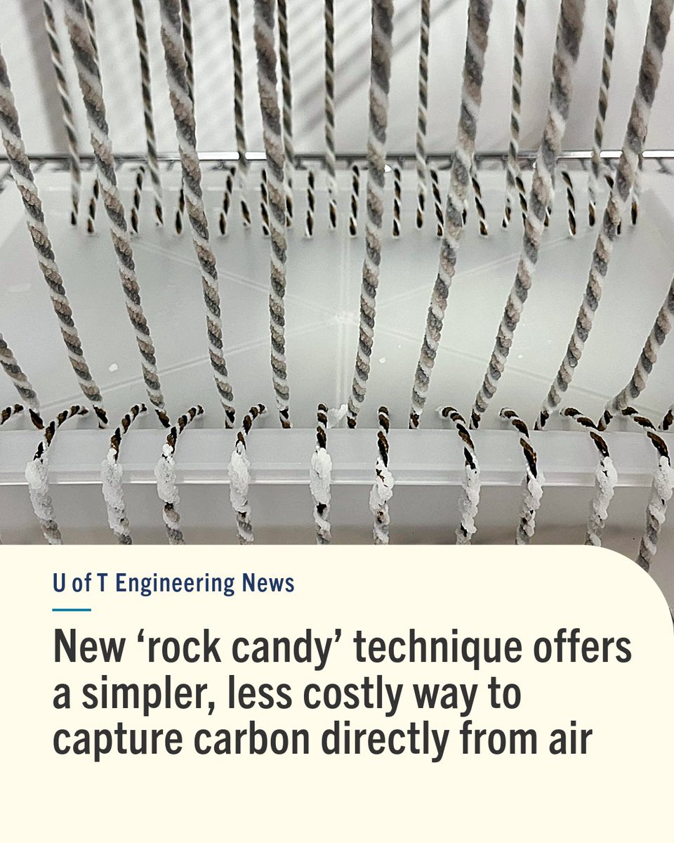 UofTEngineering's tweet image. #UofTEngineering researchers have discovered a new way of capturing carbon directly from the air — one that could offer significant cost savings over current methods.

🔗 Read the story: uofteng.ca/uotwqi #UofT