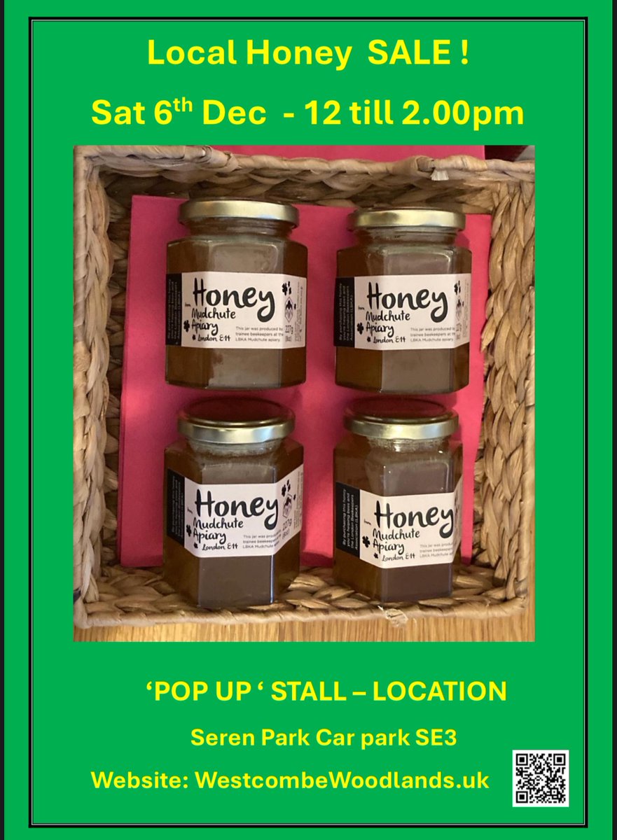 Saturday, 6th of December is our last volunteer morning of 2025. In addition from midday until 2pm, we'll be having a honey sale in the Seren Park Gardens' car park. We'll be selling honey from Mudchute City Farm on the Isle of Dogs - £10 a jar &amp; profits going to the  Woodlands.