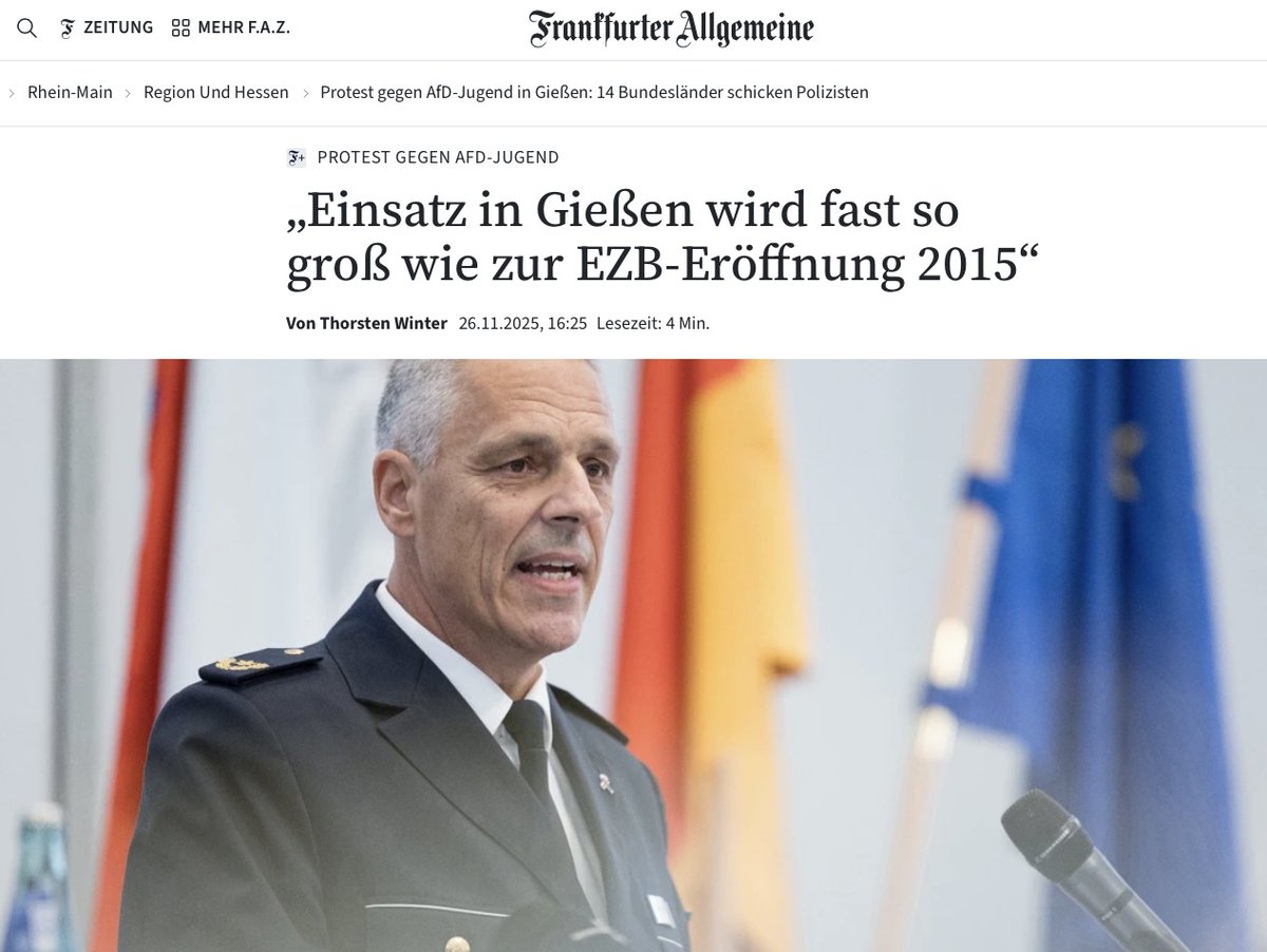 Etwa 6.000 (!) Polizisten sind nötig, damit ein friedlicher, demokratischer Jugendverband seine Gründungsversammlung ohne Verletzungsgefahr für die Teilnehmer abhalten kann!
So kaputt haben die Altparteien die Demokratie u. Meinungsfreiheit in D inzw. gemacht! 😱
#AfD #Gießen