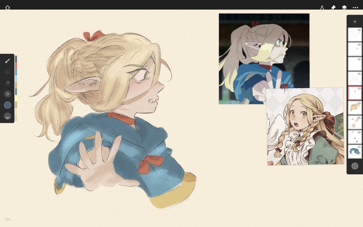 _CelesVT's tweet image. Práctica de dibujo con Marcille! Me gusta mucho la estética y paleta de colores de Dungeon Meshi asi que queria probar 👀🍴

#dungeonmeshi #deliciousindungeon #ダンジョン飯