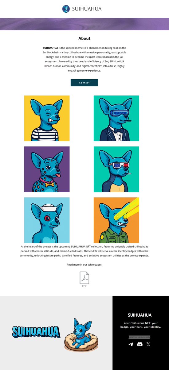 Codedhub_Studio's tweet image. Day 36 - Revamped @SH1HUAHUAA webpage  

Recreated @SH1HUAHUAA Page with amore style, more personality, more chaotic chihuahua charm.

Slide 1 - @SH1HUAHUAA webpage

#NFTs #NFT #NFTCollection #SolanaMemeCoin #UIDesign #Trump #CryptoMarket #Web3Community  #ChelseaFC #UEFAEUROPA