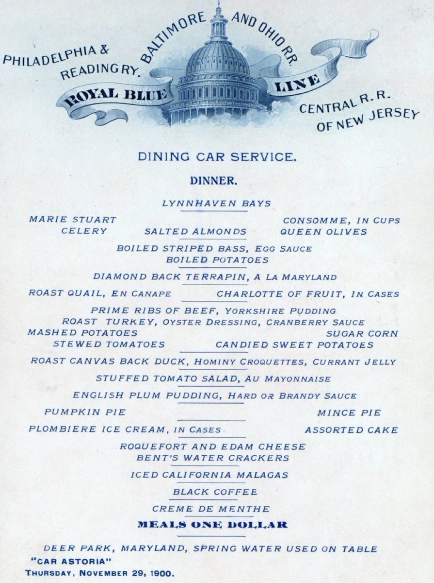 Thanksgiving dinner on the train, 1900: