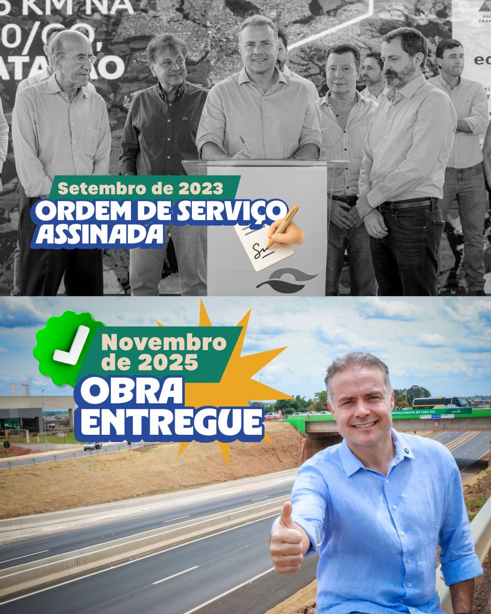 Vocês sabem que comigo não tem duas conversas. Obra começa e termina na mesma gestão. Foi assim com a duplicação da BR-050/GO em Catalão e está sendo assim em todo o país. Esse é o governo do lado do povo brasileiro.
