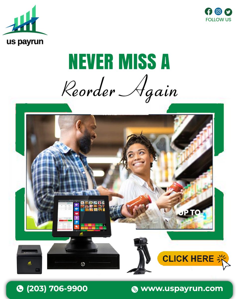 USPayrun1's tweet image. 🛒 Never Miss a Reorder Again 📦

Upgrade your business today with technology that works for you!

📞 (203) 706-9900
🌐 uspayrun.com

#USPayrun #POSSystem #BusinessTools #InventoryManagement #SmartPOS #RetailSolutions