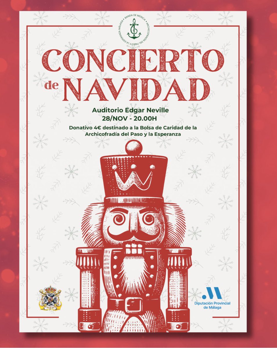 ⚠️ Por motivos ajenos a nuestra organización el Concierto de Navidad se adelanta a las 20.00h ⚠️

ℹ️ Apertura de puertas a las 19.30h
🎫 Últimas entradas a la venta en la puerta del teatro.

#BMEsperanza ⚓️