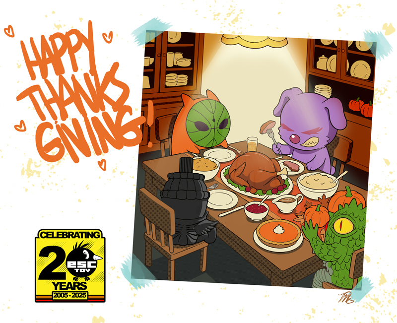 ESCtoy's tweet image. Happy Thanksgiving Everyone! Very grateful for everything! More goods here- esctoy.com/shop
#erickscarecrow #esctoy #owlberrylane #sketone #marknagata #Collaboration