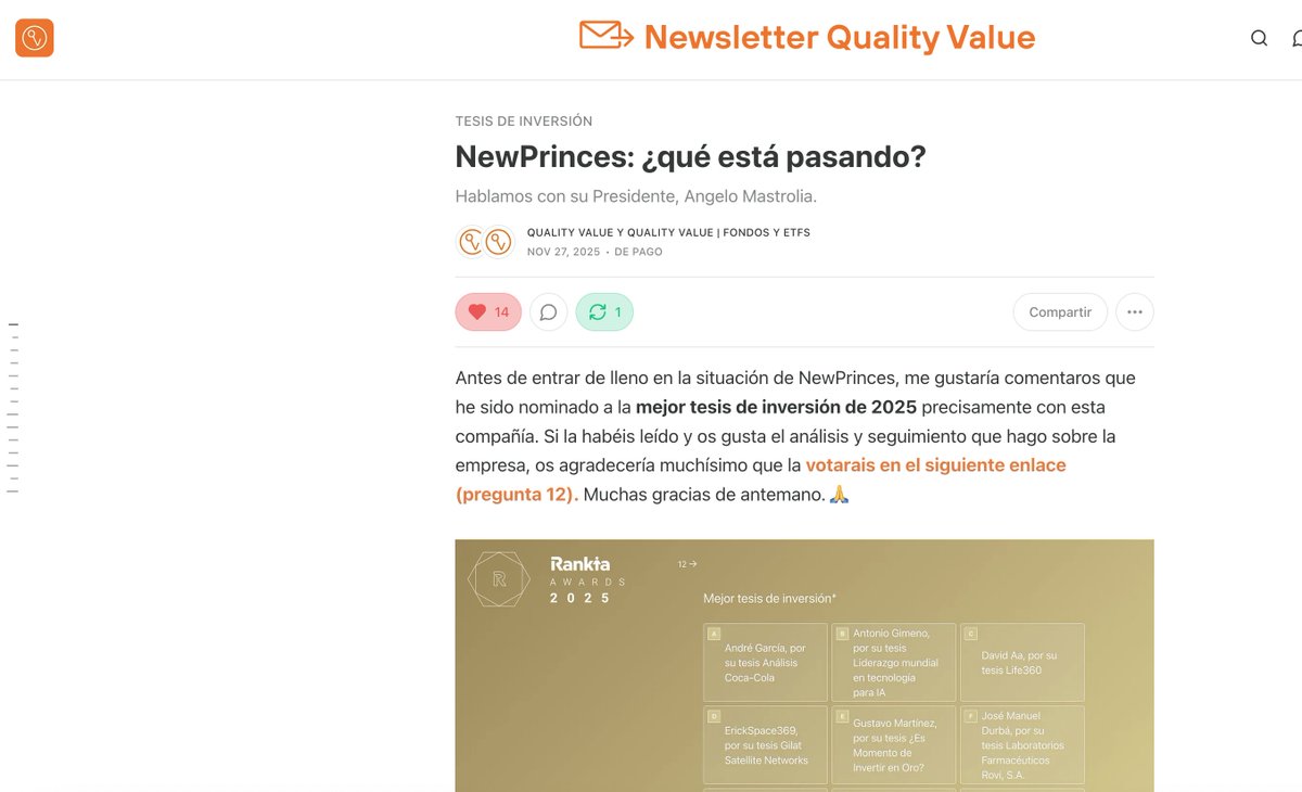 🚨¿Qué está pasando en NewPrinces $NWLD?

Si creemos que, tras los últimos resultados, los fundamentales son muy buenos y aun así la acción cae, la pregunta lógica es: ¿qué está viendo el resto del mercado que nosotros no vemos?

En mi opinión, el mercado está pensando algo así: