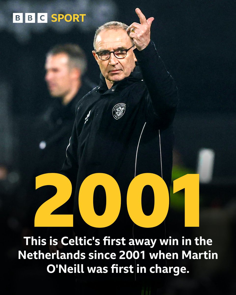 2001: Martin O'Neill's Celtic beat Ajax 3-1.

2025: Martin O'Neill's Celtic beat Feyenoord 3-1.

#BBCFootball