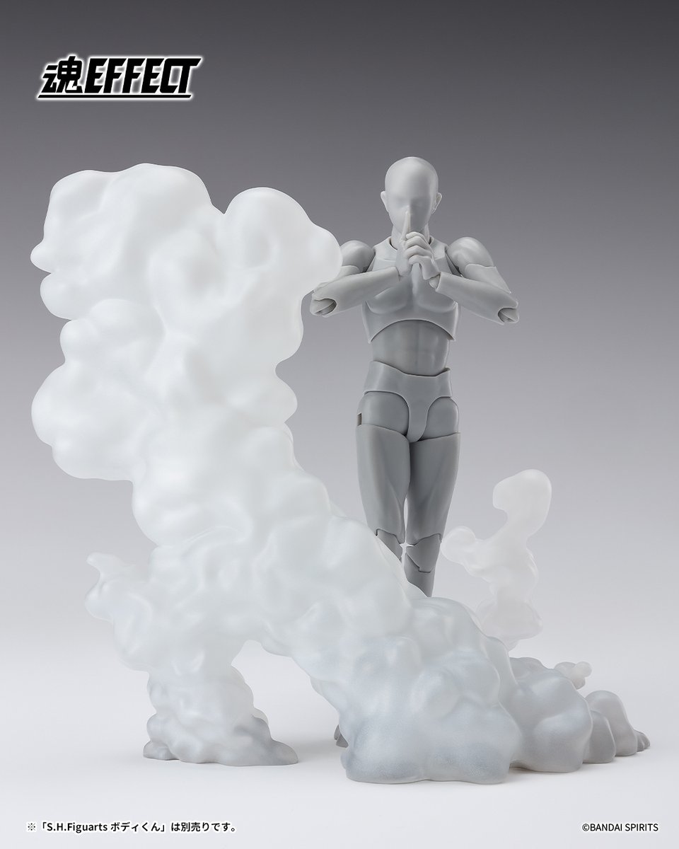 t_features's tweet image. 「魂EFFECT SMOKE White Ver. for S.H.Figuarts」が2026年6月再販決定！
📌tamashiiweb.com/item/14979/

大きく巻き上がる煙をイメージ！大小様々なパーツを組み合わせて多様なシーンを彩れる。煙として使用する他、戦闘時の砂埃のように使用することも可能！
一般店頭にて12月5日予約開始！
#t_shf