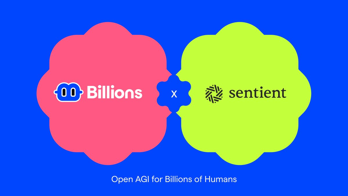 Syze_web3's tweet image. Billions &amp;lt;|&amp;gt; Sentient: Verified Humans Open AGI One Network;

&amp;gt; Community-built Open AGI for billions of humans;
A new internet is forming one where verified humans and AI agents collaborate each other.

&amp;gt; We&apos;re proud to share that @billions_ntwk  is now the official identity &amp;amp;…