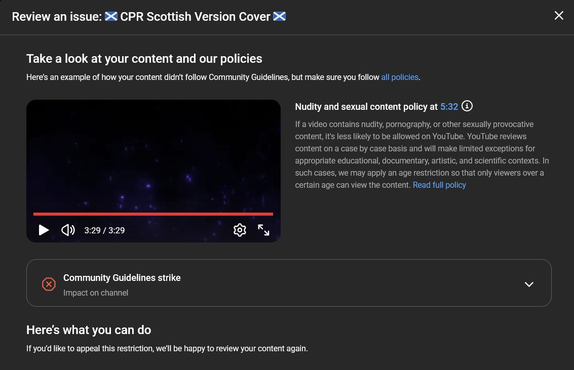 StronnyCuttles's tweet image. My meme song cover got taken down but the timestamp isn&apos;t even possible? My song cover is 3 minutes long. You can&apos;t make this up?!😭