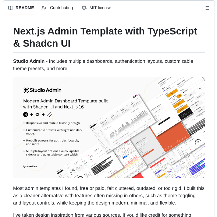 tom_doerr's tweet image. Next.js 16 admin dashboard template with Shadcn UI

github.com/arhamkhnz/next…