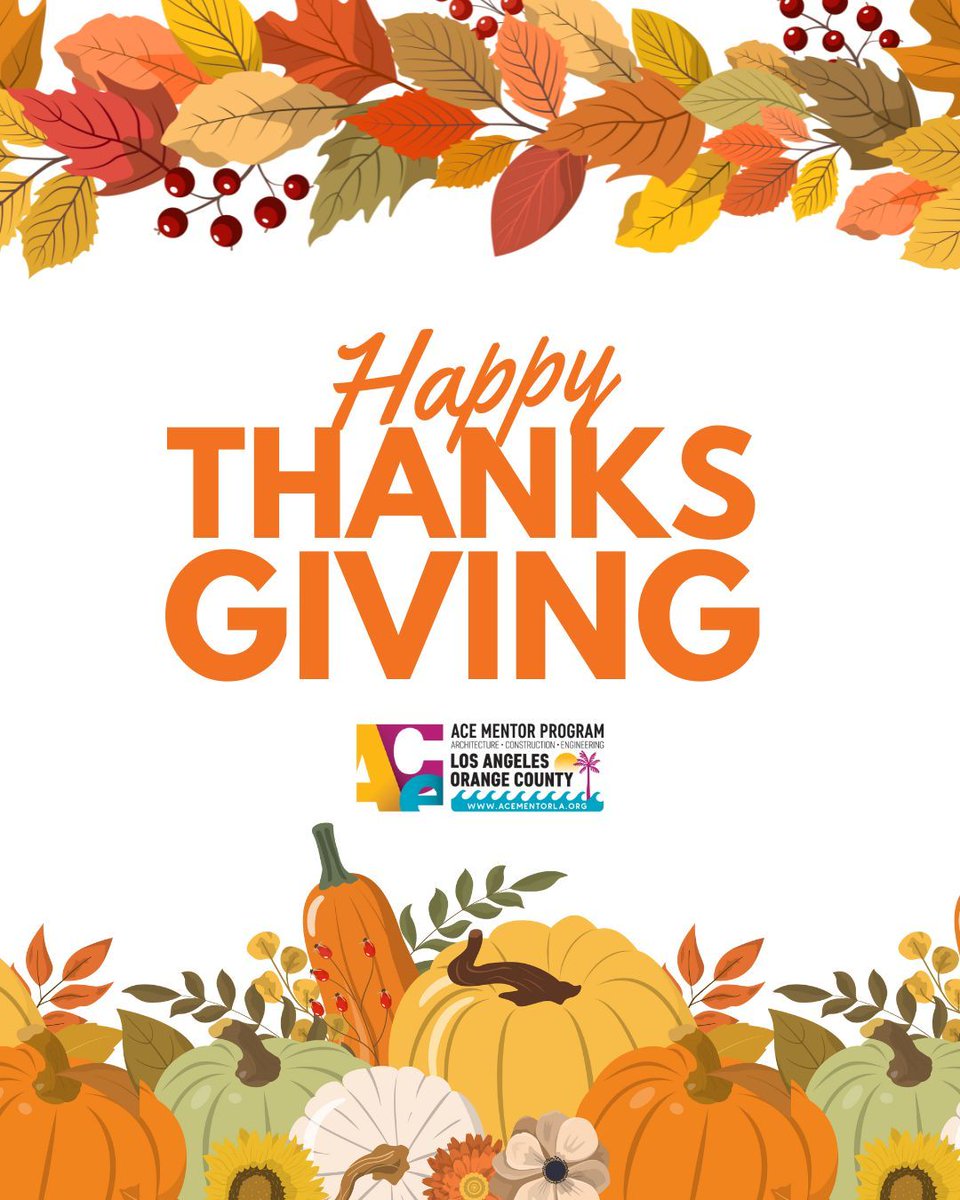 Happy Thanksgiving from ACE Mentor! 🦃🍂 We're grateful every day for our mentors, students, and community who inspire each other every day. 

#Thanksgiving #ACEMentor