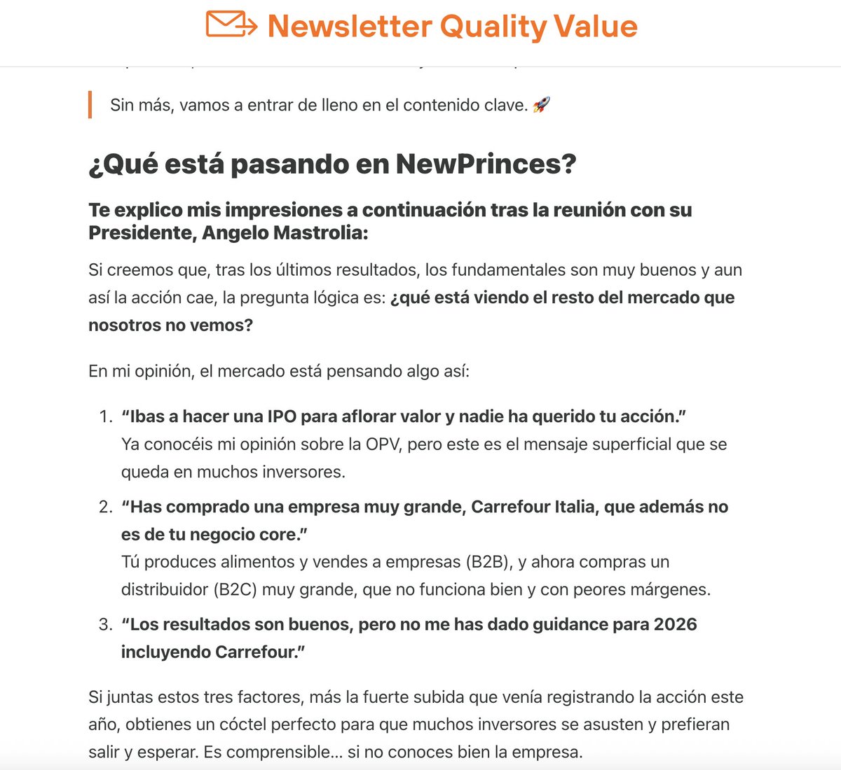 ✅Tras reunirnos con Angelo Mastrolia Presidente de NewPrinces $NWLD comparto en el artículo de hoy: 

1) Todas mis impresiones y conclusiones. 
2) Qué creo que está pasando
3) Cómo valoro ahora la acción 
4) Cómo interpreto la situación actual. Reflexiones personales.