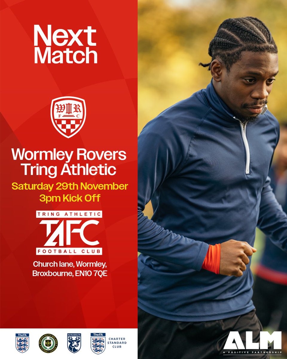 This Saturday, we return to home action as we welcome Tring Athletic in the Spartan South Midlands Premier Division.

🆚 Tring Athletic
🏆 SSMPL
🗓️ Saturday 29 November
⏰ 15:00 KO
📍 Church Lane
🎟️ £9 | £5 | Free

#WRFC