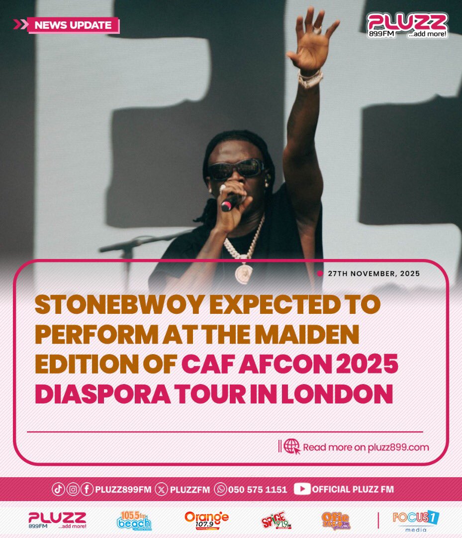 PLUZZFM's tweet image. .@stonebwoy Expected To Perform At The Maiden Edition Of CAF AFCON 2025 Diaspora Tour In London

Read more: tinyurl.com/4ck85wph

#AddMore
#AccrasMusicLeader