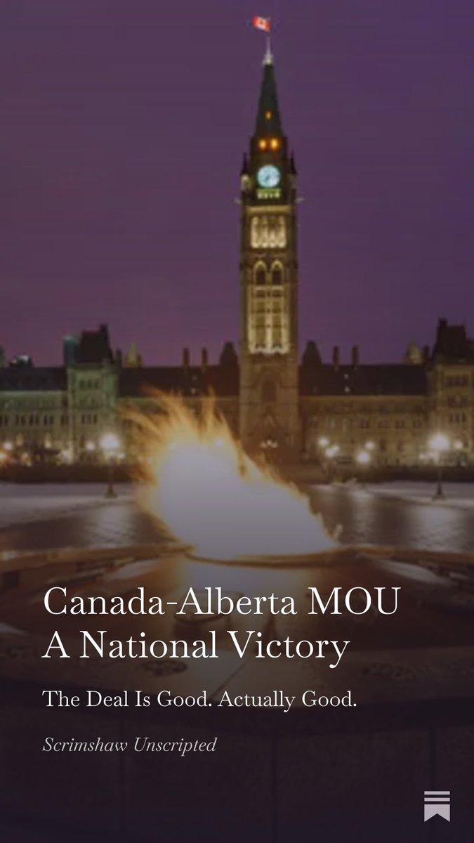 EScrimshaw's tweet image. “This MOU is firmly in the national interest, it’s firmly right for Carney to implement, and I’m not particularly convinced there’s any argument against it. The deal isn’t perfect, but we don’t live in an ideal world.

Well done, Carney.”