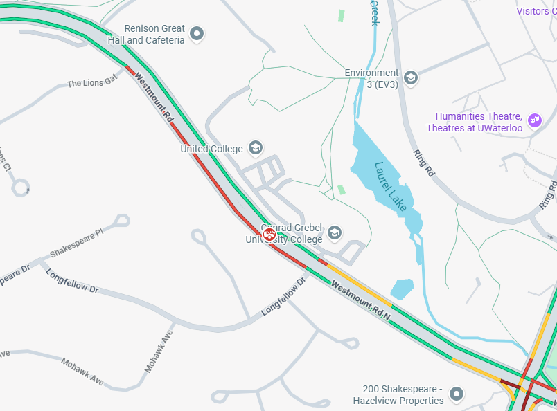 NewsRadioKIT's tweet image. Crash reported in Waterloo on Westmount Road North at Longfellow Drive.

Expect delays.