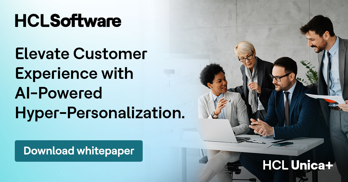 HCLSoftware's tweet image. Customers now expect timely, contextual, trusted experiences—not just personalization. Our infographic shows key trends and how HCL Unica+ uses AI to deliver hyper-personalized, scalable engagement from data.

Download now: hclsw.co/z7qjjf #AI #MarTech