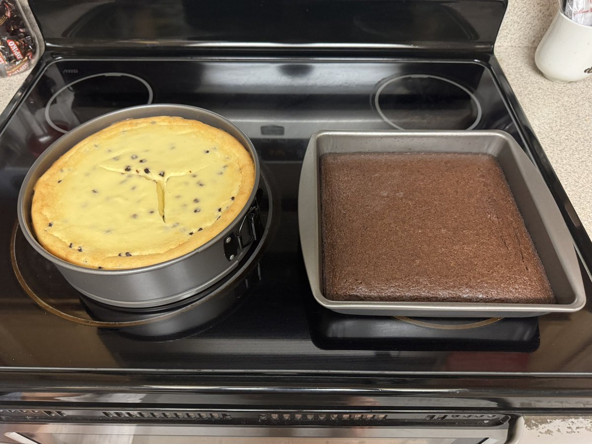 Made some brownies and a chocolate chip cookie dough cheesecake 🍰 enjoy the food coma everyone ❤️