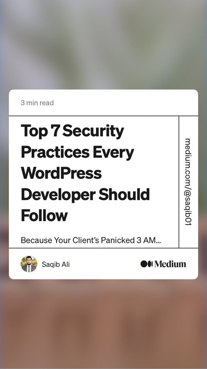 dima806_dima's tweet image. “Top 7 Security Practices Every WordPress Developer Should Follow” by Saqib Ali
medium.com/data-and-beyon…