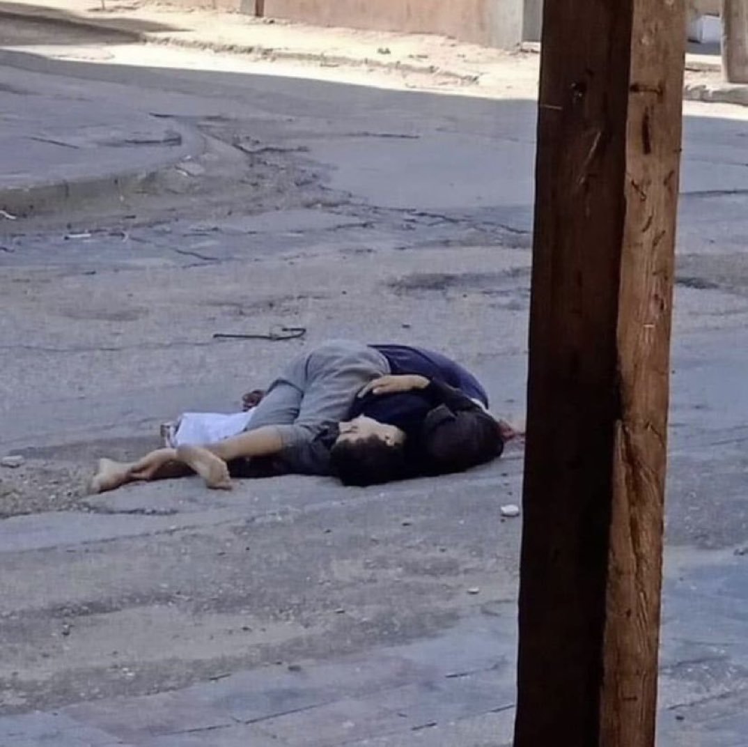 RamAbdu's tweet image. The camera secretly documented the execution of 2 Palestinian youths in Jenin today. Previously, it recorded dozens of cases in Gaza. Our @EuroMedH’s estimates indicate the Israeli army executed at least 7,000 unarmed Palestinians, dozens of whom were children raising white flags