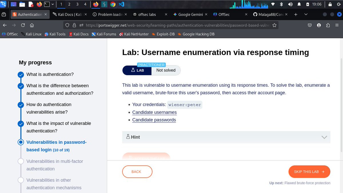 DarkshadeMalaga's tweet image. #Day5ofLearningCyberSecurity
Today was a rather disappointing day 
I continued the authentication module but couldn&apos;t solve the labs since I use the community version 
@commando_skiipz
@h4ruk7 @_0b1d1 
@cybergirl_io
#CyberSecurity #WebSecurity #BugBounty #InfoSec #Hacking