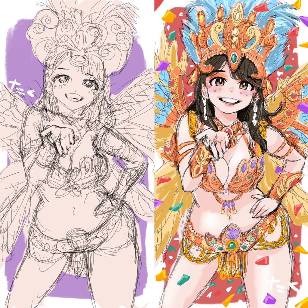 サンバガール6💃(ブラッシュアップ)再掲
#イラスト #illustration 